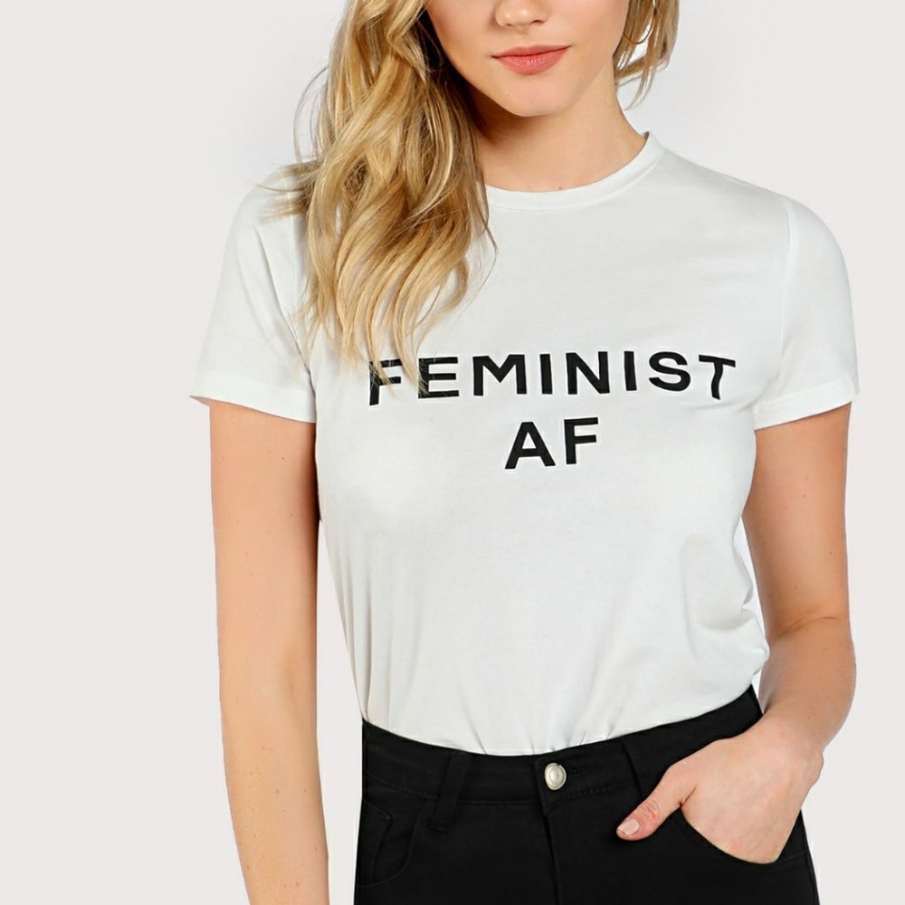 NEW!!! Feminist AF White Graphic T-Shirt